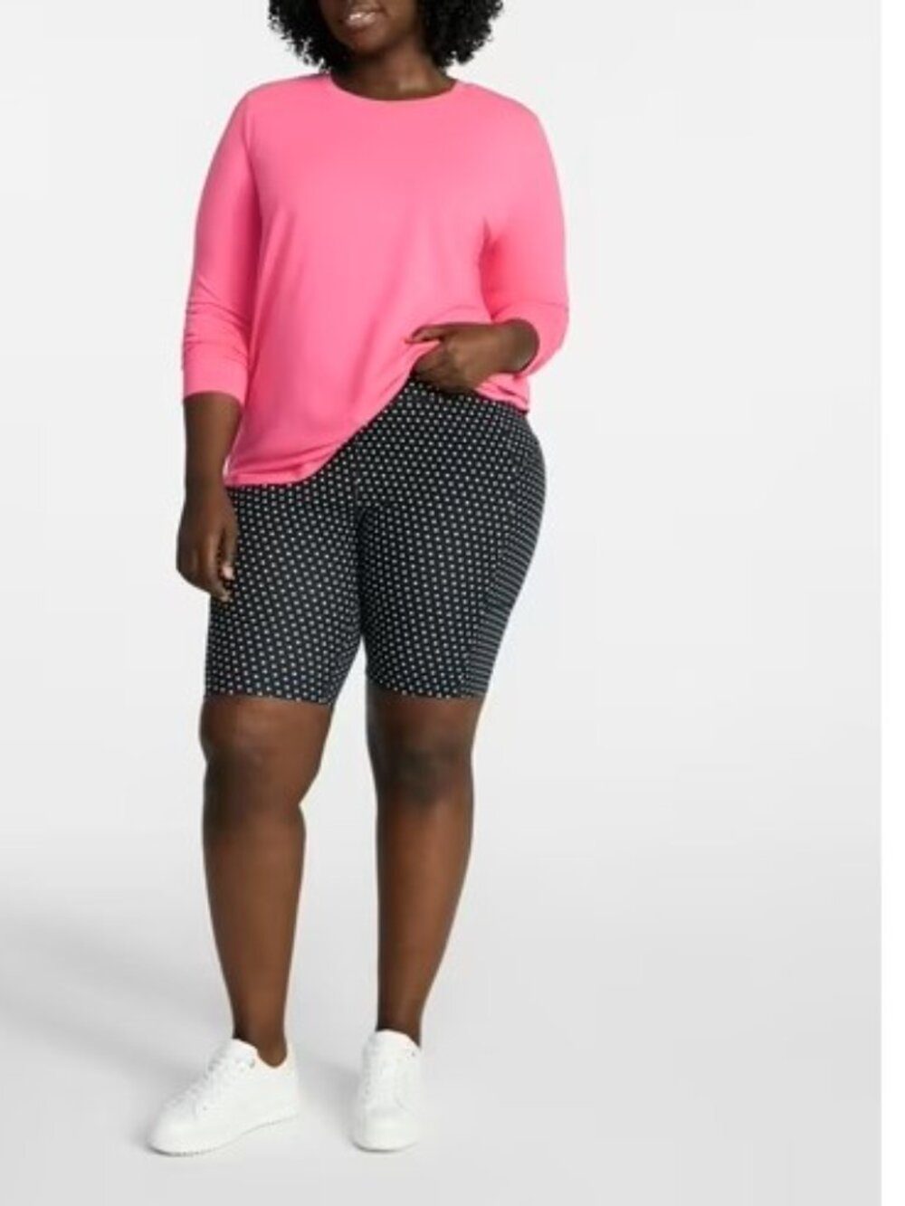 Terra & Sky Women Black Polka Dots Bike Shorts 9" Inseam Plus Size 1X-4X Casual